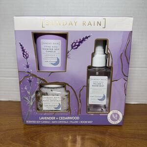 Sunday Rain Lavender & Cedarwood Gift Set Candle, Crystals & Mist